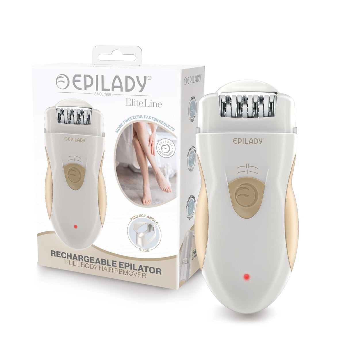 Epilady Legend 5 Rechargeable Epilator, 56 Tweezers, Dual Speed, Full-Body Epilator for Women, Auto Shut Off, Travel Case, Cleaning Brush