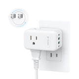TROND Outlet Extender with 6 Inch Cord - Multi Plug Wall Outlet with PD 20W USB C Plug Adapter, Ultra Short Extension Cord, 3 Way Power Splitter for Bathroom Kitchen Office Dorm Travel Essentials