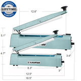 LinsnField Sealer Pro, Patented 12inch Impulse Heat Bag Sealer, 7mm Sealing Width Poly Bag Seal Machine, 2 Replacement Kits 2 Fuses Included, Blue