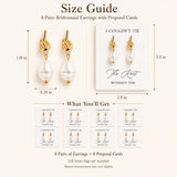 Bridesmaid Earrings for Bridesmaids 8 Pairs Gold Knot Pearl Wedding Jewelry Set Bridesmaid Proposal Gifts for Bridal Party