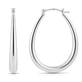Gacimy Silver Chunky Hoop Earrings for Women, 14K White Gold Plated Oval Hoop Medium Silver Earrings with 925 Sterling Silver Post