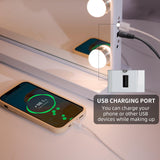 Hansong Vanity Mirror with Lights and Speaker22.8''x18.4'' Hollywood Makeup Mirror with 15 LED Bulbs Lighted Vanity Nakeup Mirror 3 Lighting Modes 10X Magnification White