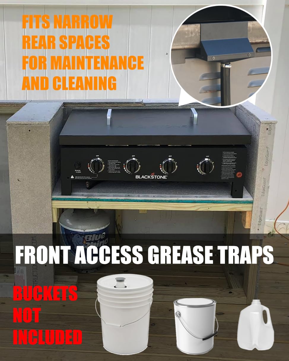Upgraded Rear Grease Grease Catcher for Blackstone Griddle, Rear Grease Funnel, Integrated Grease Trap, Innovative Blackstone Griddle Accessories, Customized Grease Capacity, Liners Saving