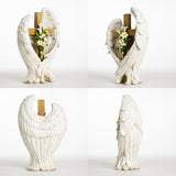 ShineOnAngel 12" Angel Wings Embracing Cross and Calla Lily Garden Statue Memorial Statue