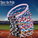 12 Pack Baseball Necklace 18inch, Team Gift for Baseball Funs, Three Braided Titanium Tornado Rope Design, with Muti - Color for Pick