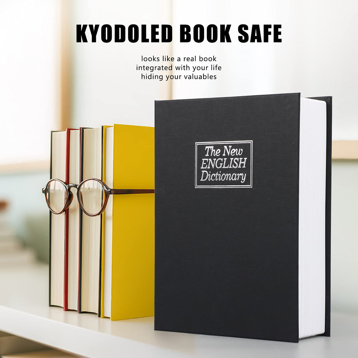 KYODOLED 10.5 Inch Diversion Book Safe with Key Lock, Secret Safe Metal Lock Box,Money Storage Collection Box,10.5" x 7.8" x 2.6" Black Extra Large