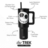 Simple Modern Halloween 40 oz Trek Tumbler with Handle and Straw Lid | Nightmare Before Christmas Cup Holder Friendly Insulated Stainless Steel Travel Mug | Skellington Head