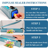 Impulse Heat Sealer 12 Inch 5mm Mylar Bag Sealer Heat Seal Machine, 110v Manual Heat Sealer for Plastic/Poly/Cookie Bags, 8 Replacement Parts & Teflon Cloth Strip(2 Round Cutter Lines Included)