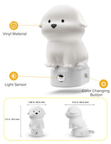 L LOHAS LED Plug in Night Light for Kids 2 Pack, 3D Cute Puppy Night Lights with Dusk to Dawn Sensor, RGB+Soft White 3000K Dog Night Light, Christmas Birthday Gift Nightlight for Kids, Room Decor