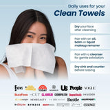 Clean Skin Club Clean Towels XL™, 100% USDA Biobased Face Towel, Disposable Face Towelette, Eczema Association Accepted, Makeup Remover Dry Wipes, Ultra Soft (30 Count (Pack of 3))