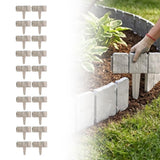 Decorative Imitation Stone Garden Fence: Plastic Edging Border Faux Stone Landscape Edging with Interlocking Spikes - Flexible Plastic Lawn Edging for Flower Beds, Yard, Pathway (20, Grey)