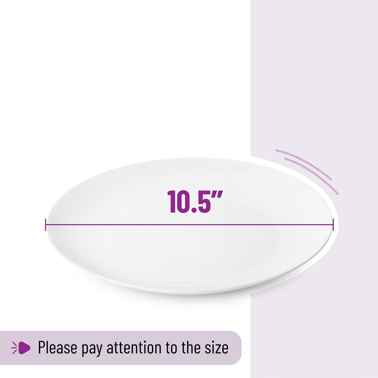 BTaT- White Porcelain Dinner Plates, Set of 6, 10.5 Inch, White Dishes, Porcelain Plates Sets for 6, Christmas Gifts