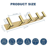 VAEHOLD Hat and Coat Wall Mount Rack - Hooks for Robes, Bags, Keys, and Towels - Bathroom Towel Hanger Organizer (Gold, “T“ Shape 5 Hooks 1 Pack)