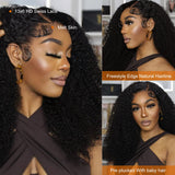 Ladoux 13x6 Kinky Curly Lace Front Wigs for Women Afro Kinky Curly Glueless Human Hair Wigs 180% Density Pre Plucked With Baby Hair HD Transparent 14Inch Kinky Curly Wigs
