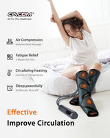 CINCOM Leg Massager with Heat and Compression, Legs Massage for Circulation and Pain Relief FSA HSA, Heating Calf Leg Air Compression Massager Help with Relief Edema RLS