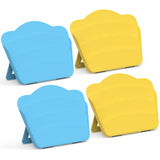 RESOVO Playing Cards Holders Stands Decks w/Foldable Tabletop Stand, 3 Layers Design for Poker UNO Cards, Playing Card Accessories, Set of 4 (2 Blue + 2 Yellow)