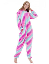 ABENCA Fleece Unicorn Onesie Adult Pajamas for Women Cartoon Animal Christmas Halloween Cosplay Onepiece Costume,Sky Unicorn, S