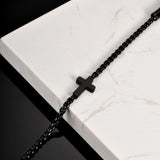 Cross Bracelet for Men,Christian Cross Link Chain,Stainless Steel Bracelets Rolo Chains,Non Tarnish Black Mens Faith Bracelet,Religious Catholic Jewelry Gifts Idea for Boyfriend Dad Son Husband,8.26in