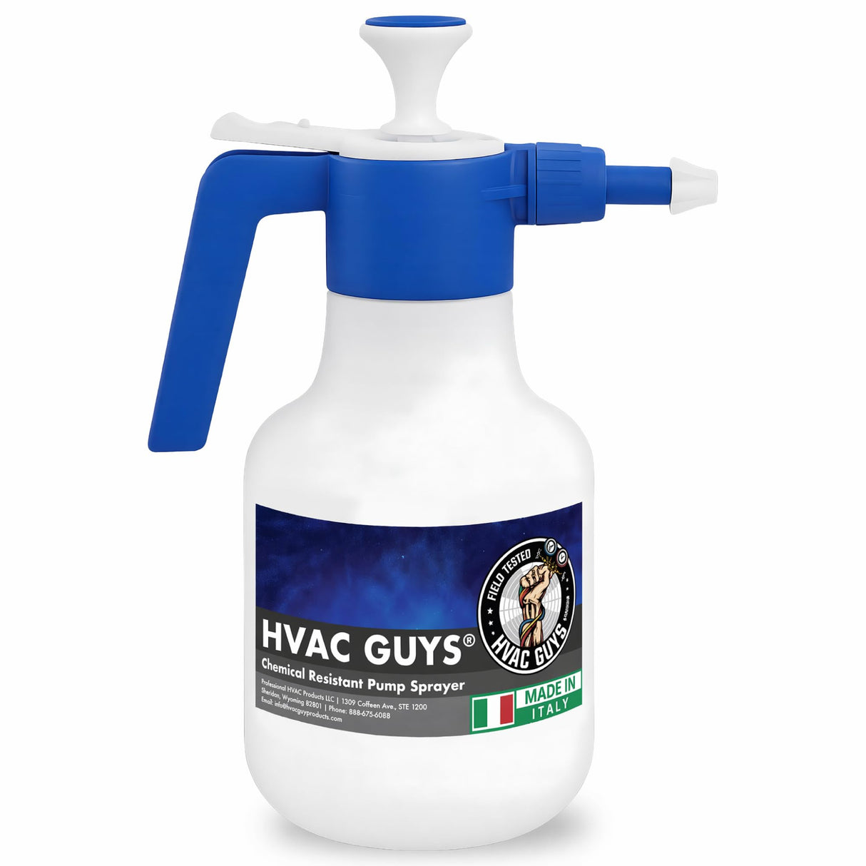 HVAC Guys Coil Cleaner Pump Sprayer | Handheld Chemical Pump Sprayer with 360° Spray Angle | Adjustable Nozzle, EPDM Seals | 48 oz Capacity