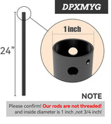 DPXMYG 24 inch Ceiling Fan Downrod, 2 FT Black Downrod for Ceiling Fan, 1 inch Outside Diameter, Boom Suitable for a Wide Range of Fans (Black, Not Threaded)