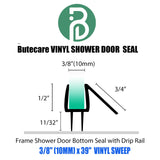2-Pack Butecare Frameless Shower Door Bottom Seal for Glass Doors – Stop Shower Leaks and Create a Water Barrier (3/8” x 39”)