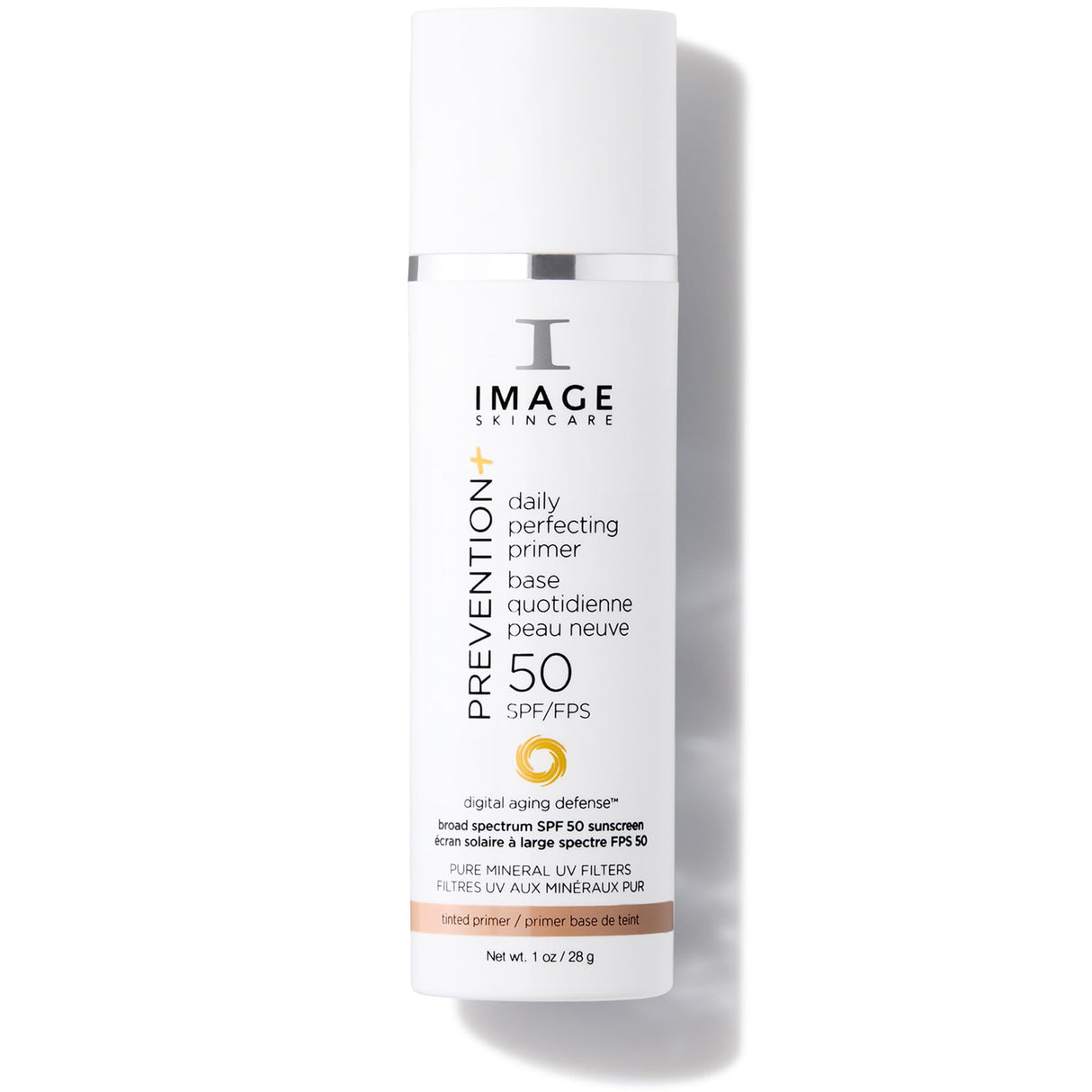 IMAGE Skincare, PREVENTION+ Daily Perfecting Primer SPF 50, Tinted Zinc Oxide Face Priming Sunscreen Lotion, Leaves No White Cast, 1 oz