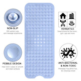 YINENN Bath and Shower Safety Mats 40x16 inch, Non Slip with Suction Cups for Bathroom Stall and Tub Floor, Extra Large and Machine Washable, Drain Holes Keep Bathtub Clean, Light Blue