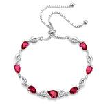 FANCIME July Birthstone Teardrop Ruby Tennis Bracelet for Women, Sterling Silver 9x7mm main Gemstone Bolo Adjustable Chain Bracelet Fine Jewelry Birthday Gifts for Women Mom Wife Her