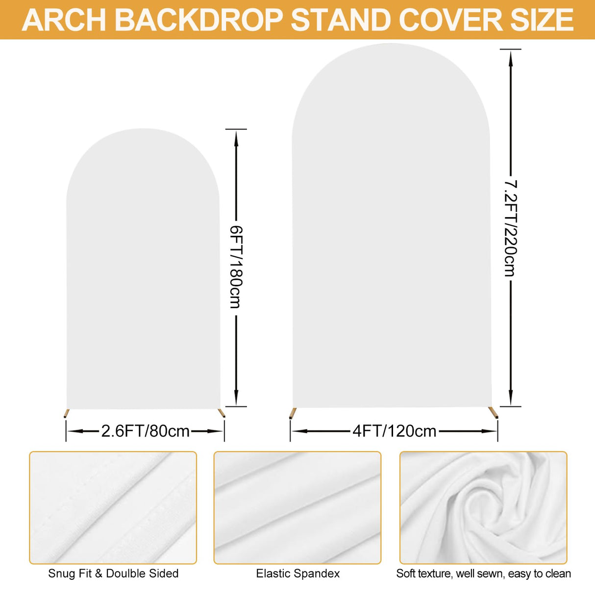 SuuWoee Wedding Arch Backdrop Stand Set of 2 With White Cover (7.2FT+6FT)