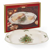 Spode Christmas Tree Sculpted Octagonal Platter, 14-Inch Holiday Serving Platter for Meats, Cheeses & Desserts, Dishwasher & Microwave Safe Christmas Dinnerware with Iconic Tree Design