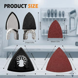 Towbluii Multitool Sanding Pads for Detail Wood Finishing, Multi-Grit Assorted Sandpaper with Triangle & Finger Attachments, Durable Hook and Loop Sanding Sheets for Furniture & Edge Work（105p