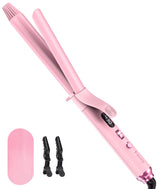 FARERY Long Barrel Curling Iron 1 Inch, Extra Long Curling Iron for Thin Hair, Infused Argan Oil & Keratin, 11 Adjustable Temp, Include Clips & Silicone Pad, Pink