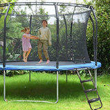 HBTower Trampoline Ladder, 3-Step Trampoline Steps with Horizontal Wide Steps, Skid-Proof Steps Universal Hook, UV Treated Steel, 220Lbs Capacity Trampoline Stairs Accessories for Kids/Children