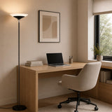 SIBRILLE Torchiere Floor Lamp - 72" Tall LED Standing Lamp with Remote/Button Control, 1800Lm, 3000-6500K, 30W Dimmable Modern Corner Floor Light for Living Room Bedroom Office Apartment, Black