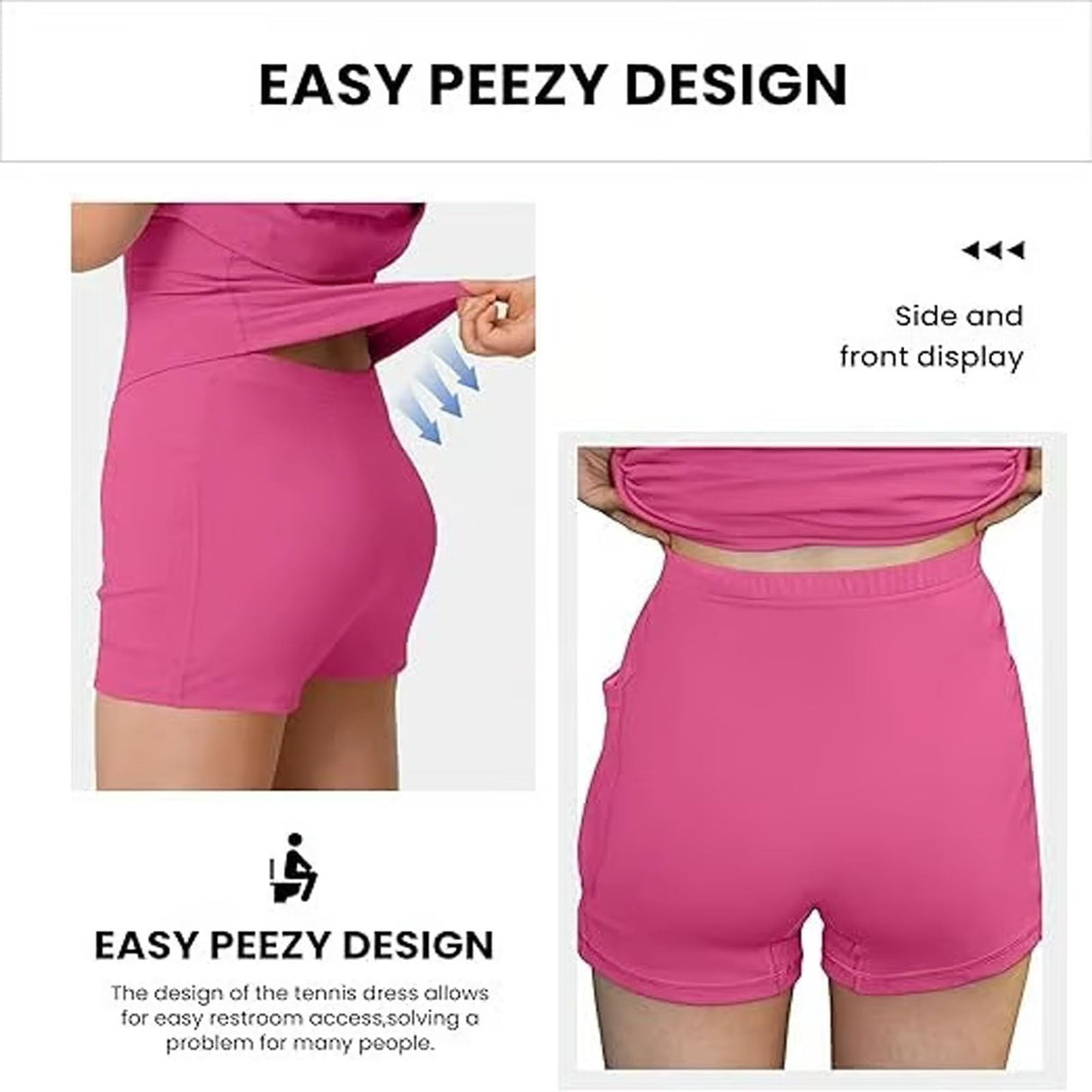 Stuffdatas The Ultimate Tummy Control Backless Active Dress -Made for Movement & Easy Bathroom Breaks, Workout Exercise Dress(Rose,M)