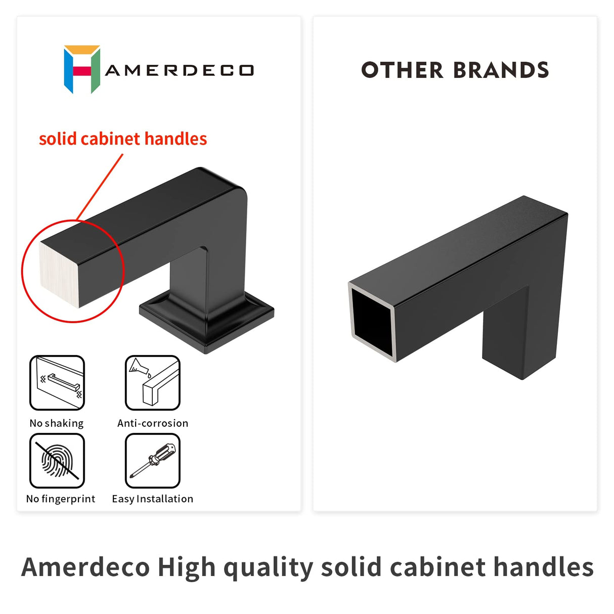 Amerdeco 6 Pack Matte Black Cabinet Pulls 5 Inch(128MM) Hole Centers Kitchen Cabinet Handles Cabinet Hardware Kitchen Handles for Cabinets Cupboard Handles Drawer Pulls ZH0019