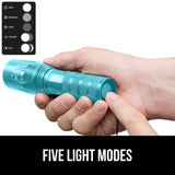 GORILLA GRIP Powerful LED Tactical Flashlight, 750 FT High Lumens 5 Adjustable Modes, Water Resistant, Ultra Bright Flashlights, Small Mini Flash Light, Camping, Night Dog Walking, 2 Pack Turquoise