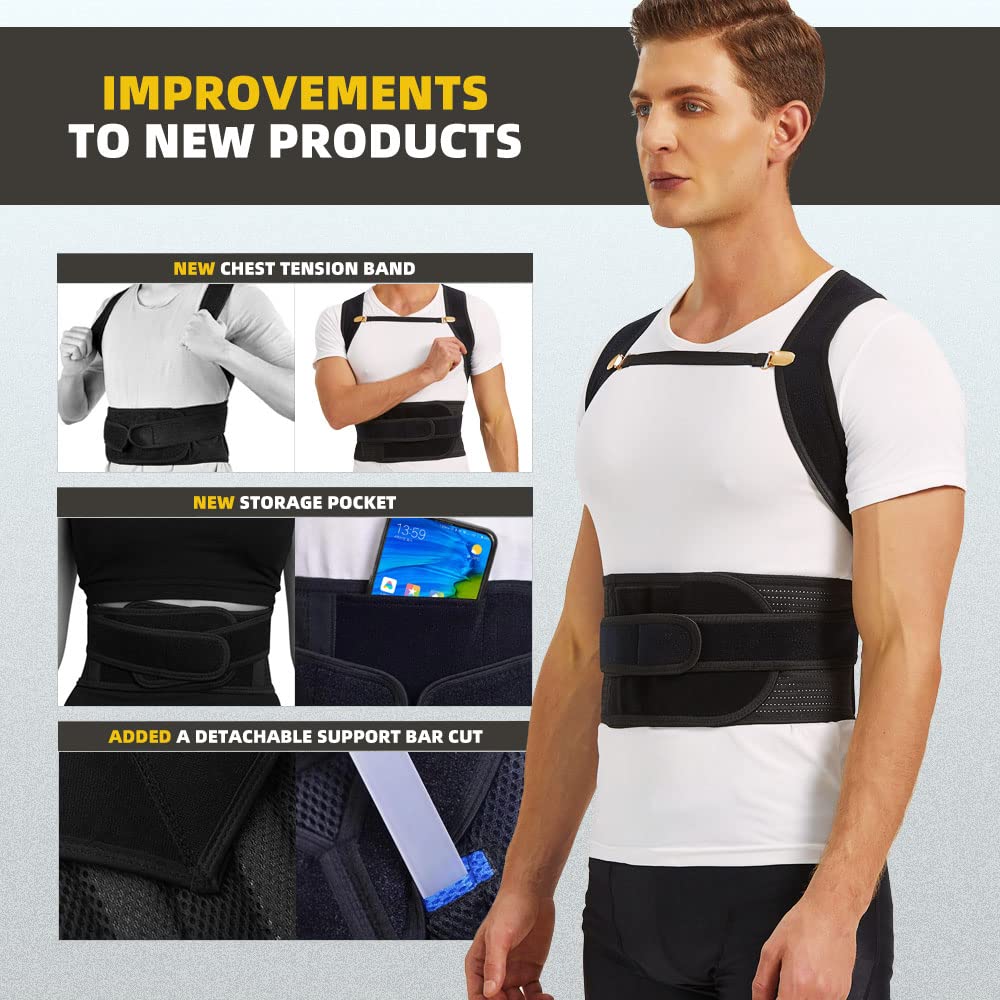 Upgraded Back Brace Posture Corrector for Men and Women - Relief for Neck, Back,and Shoulder Pain - Full Adjustable and Breathable Posture Back Brace - Improve Back Posture and Provide Lumbar Support