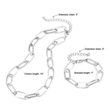 LANE WOODS Chunky Gold Necklace and Bracelet Set for Women, Paperclip Chain