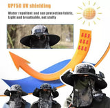 2025 New Ultralight Solar Fan Sun Hat, Wide Brim Solar Fan Hat Outdoor Fishing, Men Rechargeable UPF50+, Waterproof (H)