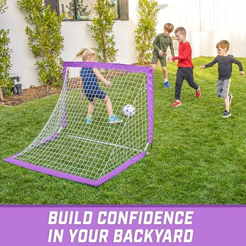 GoSports Portable Soccer Goals for Kids - 13 Color Options - Choose 4 x 3 ft or 6 x 4 ft - Team Tone Pop Up Nets for Backyard