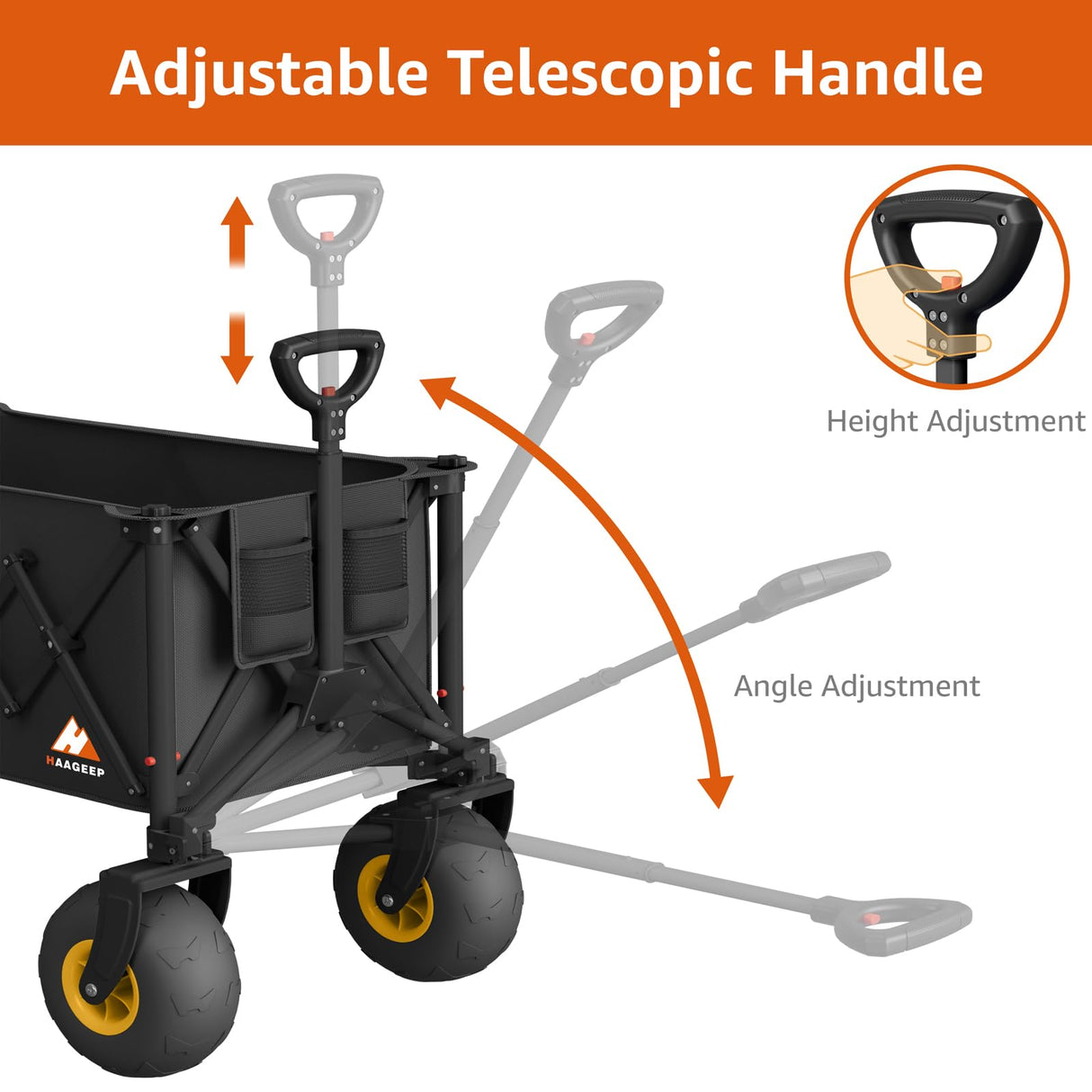Heavy Duty Beach Wagon with Big Wheels for Sand, 10" Wheel Collapsible Wagons Foldable Large Wagon Cart Folding All Terrain for Camping
