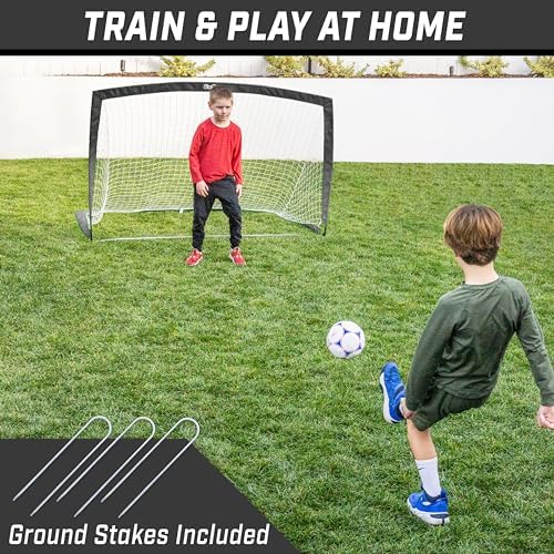 GoSports Portable Soccer Goals for Kids - 13 Color Options - Choose 4 x 3 ft or 6 x 4 ft - Team Tone Pop Up Nets for Backyard