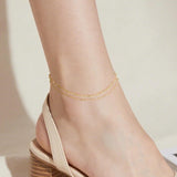 DIVAS MODE 14K Gold Anklets for Women Gold Ankle Bracelets for Women Double-Layer Design Delicate Chain Stacked with Paperclip Link Anklets for Womens ankles bracelets