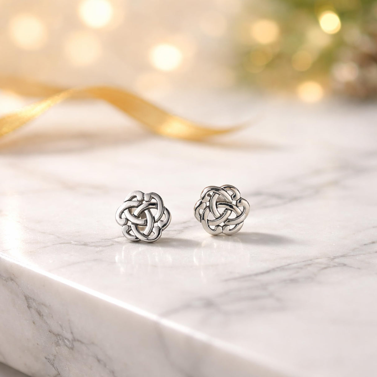 AeraVida Interlocking Celtic Knot Sterling Silver Stud Earrings for Women, 10mm, Small Earring, Tiny Earring