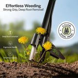 Weed Puller Tool with Long Adjustable Handle (36", 38", & 43"), Quick-Release Weed Ejector Mechanism, Lightweight Aluminum Stand-Up Heavy Duty Weed Remover, 4-Claw Head & Foot Pedal for Easy Weeding