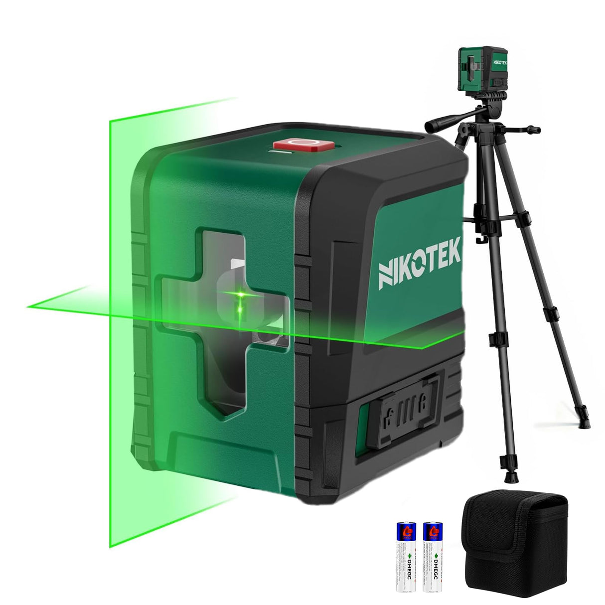 Nikotek Laser Level Self-Leveling Green Beam Horizontal and Vertical Crossline Laser for Home Decor Carrying Pouch, Tripod Battery Included (NK02GT2)