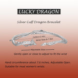 CAIYUNELEX Dragon Bracelet - Cuff Bracelet for Women Symbolize Strength and Wealth Unique Dragon Themed Jewelry Dragon Gifts Adjustable (Silver/Gold)