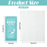 Treela 300 Pcs Bulk Large Body Wipes Individually Wrapped Big Bath Wipes for Adults Bathing No Rinse Shower Bulk Deodorant for Homeless Hygiene Personal Cleansing for Travel Gym(7.09" X 9.84",Blue)