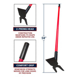 Bully Tools 12-Gauge Two-Prong Weeding Hoe, 58" Fiberglass Long Handle